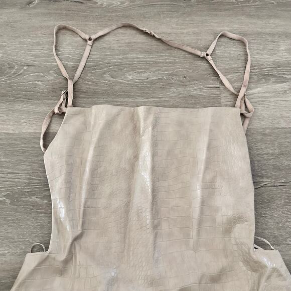 Tic Toc Backless Dress Cream Faux Snake Skin Lizard Strappy Medium - Picture 3 of 5